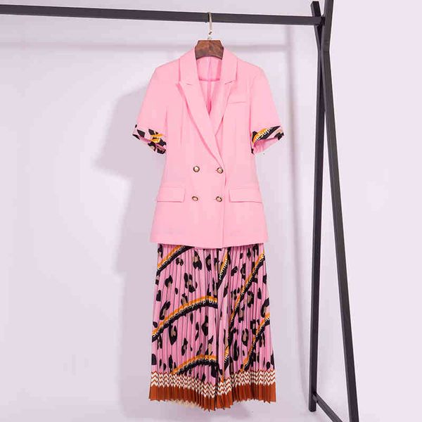 casual dresses high end light mature summer pink double breasted suit skirt aging short sleeve temperament two piece set, Black;gray
casual dresses high end light mature summer pink double breasted suit skirt aging short sleeve temperament two piece set, Black;gray