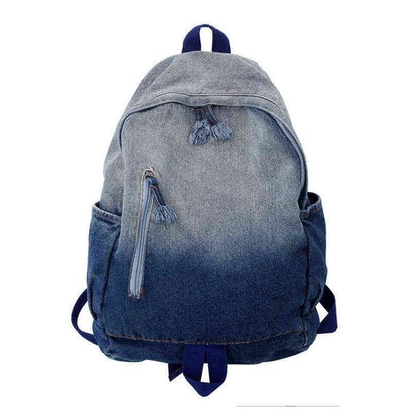 new ladies student simple wash denim canvas schoolbag gradient color backpack aa220316
new ladies student simple wash denim canvas schoolbag gradient color backpack aa220316