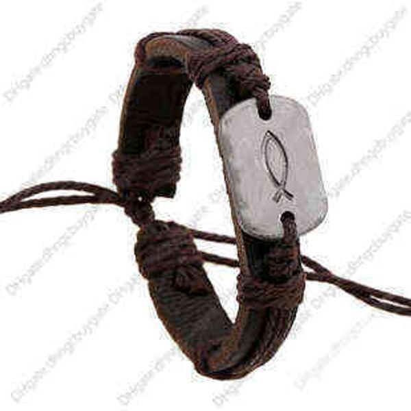 jewelry straight hand woven leather bracelet punk cowhide bracelet, Silver