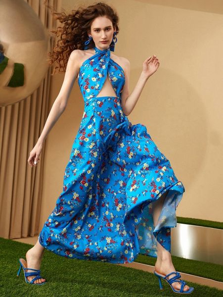 floral print backless halter neck dress b3o9#, Black;gray
floral print backless halter neck dress b3o9#, Black;gray