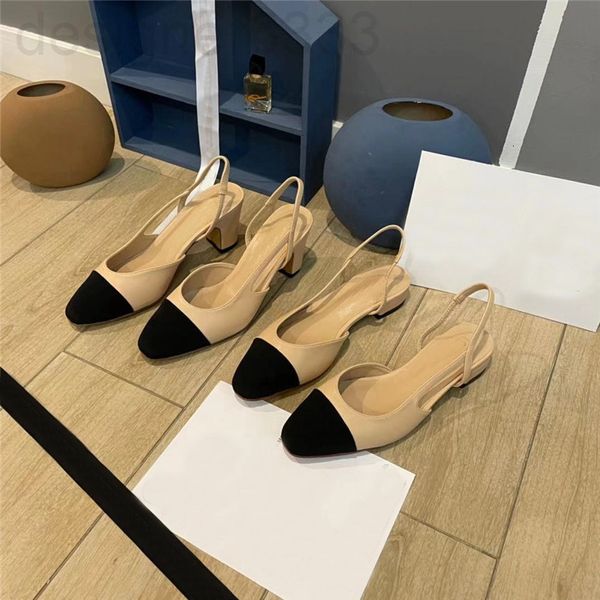 sandals designer small fragrance style thick heel shoes with source label women's back trip square head color matching medium high s 49, Black
sandals designer small fragrance style thick heel shoes with source label women's back trip square head color matching medium high s 49, Black