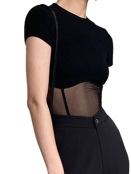 dazy solid mesh insert crop tee j85g#, White
dazy solid mesh insert crop tee j85g#, White