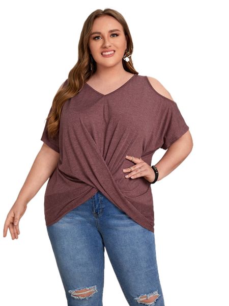 emery rose plus cold shoulder crossover tee e6ec#, Black 
emery rose plus cold shoulder crossover tee e6ec#, Black