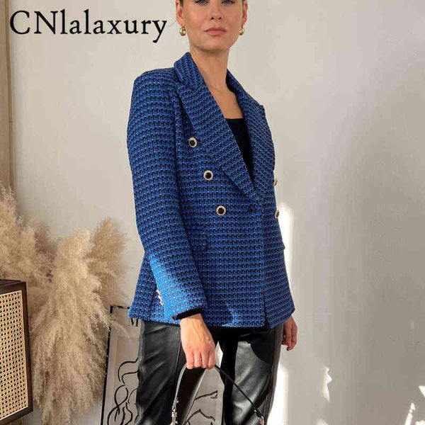 suit cnlalaxury women fashion office wear double breasted blue tweed blazer jac, White;black 
suit cnlalaxury women fashion office wear double breasted blue tweed blazer jac, White;black