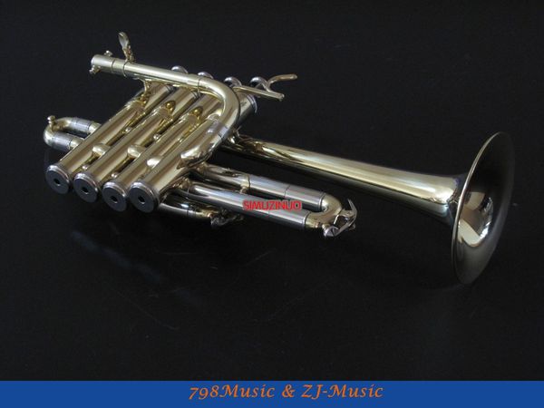 new gold lacquer piccolo trumpet 4 piston bb/a key with case 
new gold lacquer piccolo trumpet 4 piston bb/a key with case