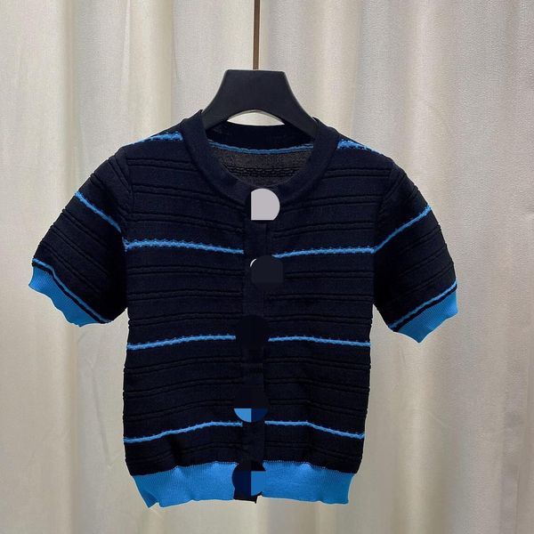 610 2022 milan runway spring summer brand same style sweater short sleeve crew neck white blue striped pullover womens dl, White;black
610 2022 milan runway spring summer brand same style sweater short sleeve crew neck white blue striped pullover womens dl, White;black