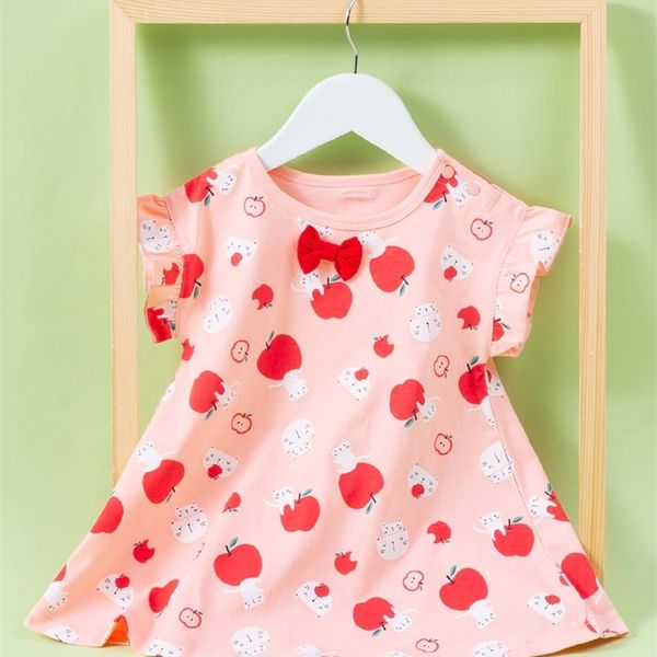 toddler girls bow front apple & cartoon graphic dress she, Red;yellow