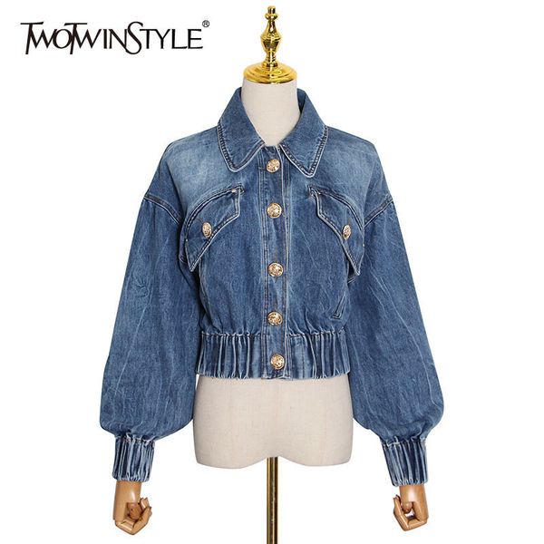 twotwinstyle casual button short jacket for women lapel long sleeve solid vintage coat female fashion clothes fall 201029, Black;brown
twotwinstyle casual button short jacket for women lapel long sleeve solid vintage coat female fashion clothes fall 201029, Black;brown