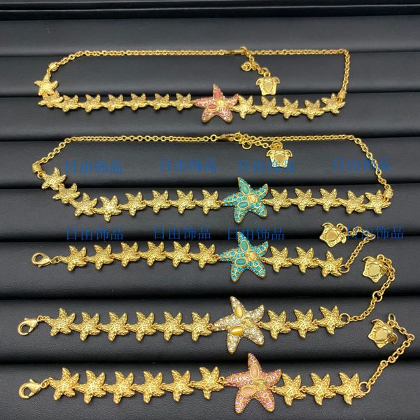 new designed medusa head portrait colored diamonds starfish women necklace bracelet sea travel holiday style ladies baroque designer jewelry, Black
new designed medusa head portrait colored diamonds starfish women necklace bracelet sea travel holiday style ladies baroque designer jewelry, Black