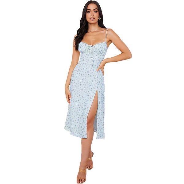 2022 summer women dress new small floral side slit sling french slim light breathable sleeveless festival dresses, Black;gray
2022 summer women dress new small floral side slit sling french slim light breathable sleeveless festival dresses, Black;gray