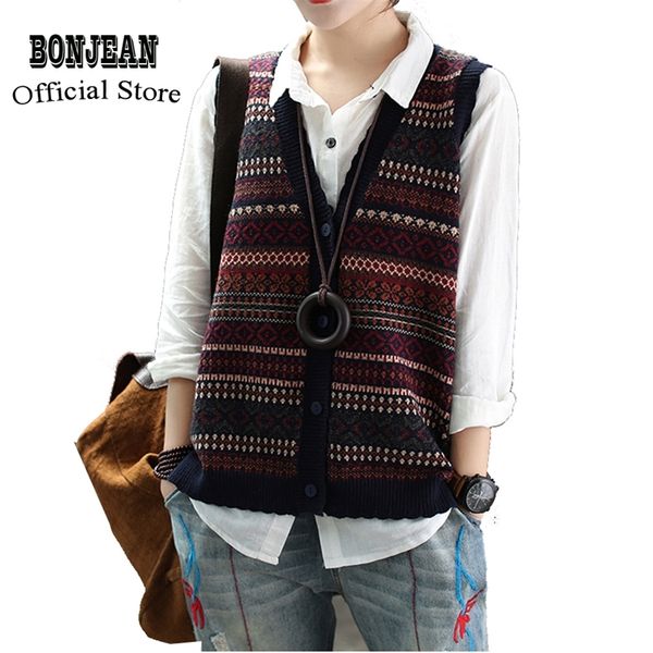 women cotton knit cardigan vest jacket outwear sweaters sleeveless print big loose retro vintage fashion for autumn lj201114, White;black
women cotton knit cardigan vest jacket outwear sweaters sleeveless print big loose retro vintage fashion for autumn lj201114, White;black