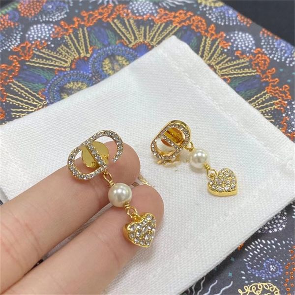 20% off 2022 jewelry di family new brass earrings women's full pearl heart net red silver needle earrings, Golden 
20% off 2022 jewelry di family new brass earrings women's full pearl heart net red silver needle earrings, Golden