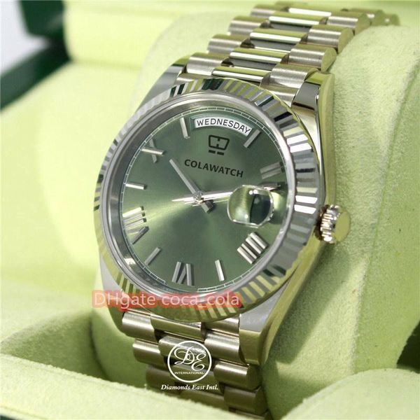 luxury 8 style waterproof watch automatic movement 40mm day-date 18k white gold green roman dial men's bf wristwatches no box, Slivery;brown
luxury 8 style waterproof watch automatic movement 40mm day-date 18k white gold green roman dial men's bf wristwatches no box, Slivery;brown