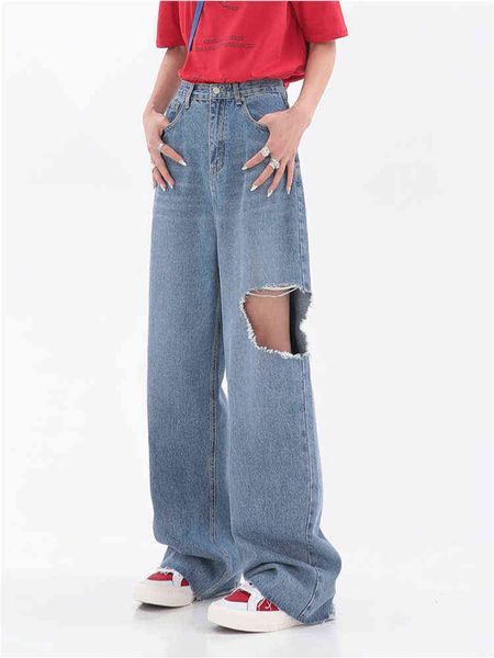 summer fashion new women jeans y2k high street waist denim pants streetwear ripped hole baggy jeans loose women basic pants l220726, Blue
summer fashion new women jeans y2k high street waist denim pants streetwear ripped hole baggy jeans loose women basic pants l220726, Blue