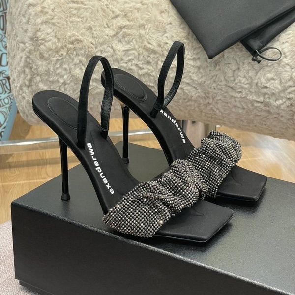 2022 patent leather aw women rhinestone stud sandals point toe two ankle buckles ladies rivets high heels neon color banquet wedding dress s, Black 
2022 patent leather aw women rhinestone stud sandals point toe two ankle buckles ladies rivets high heels neon color banquet wedding dress s, Black