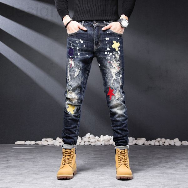 men's jeans designer embroidered pierced jeans men's korean fashion personalized leggings slim fit patch beggar pants brand itaf, Blue
men's jeans designer embroidered pierced jeans men's korean fashion personalized leggings slim fit patch beggar pants brand itaf, Blue