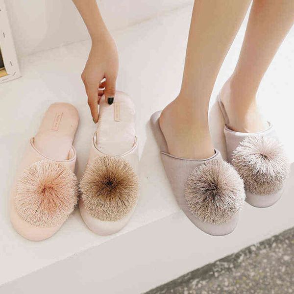 women satin slippers house elegant tassel hairball comfortable cloth chic ladies flat shoes spring luxury champagne slides, Black
women satin slippers house elegant tassel hairball comfortable cloth chic ladies flat shoes spring luxury champagne slides, Black