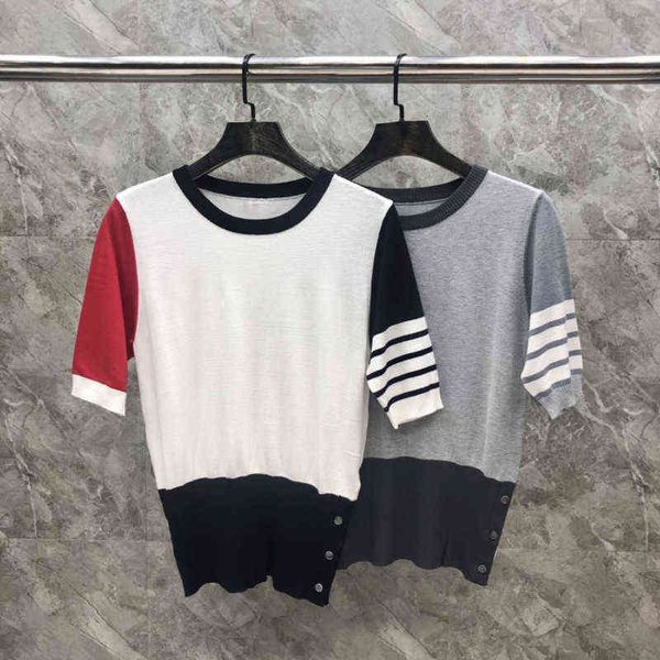 tb summer trendy color blocking round neck knitted lapel short sleeve t-shirt casual sports bottomed shirt fashion outdoor college style des, White
tb summer trendy color blocking round neck knitted lapel short sleeve t-shirt casual sports bottomed shirt fashion outdoor college style des, White