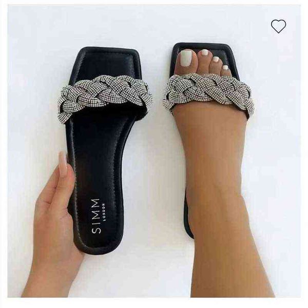 summer women's flat shoes fashion woven rhinestone bling open toe ladies slippers outdoor wear handmade beach slides for woman y220719, Black
summer women's flat shoes fashion woven rhinestone bling open toe ladies slippers outdoor wear handmade beach slides for woman y220719, Black