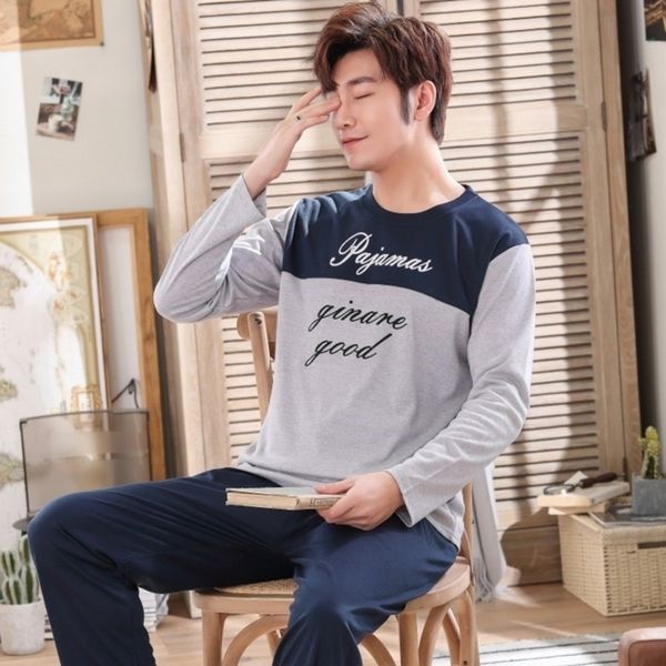 spring cotton pajama sets for men long sleeve soft comfortable sleepwear suit male lounge wear pyjama homewear home clothes y200422, Black;brown
spring cotton pajama sets for men long sleeve soft comfortable sleepwear suit male lounge wear pyjama homewear home clothes y200422, Black;brown