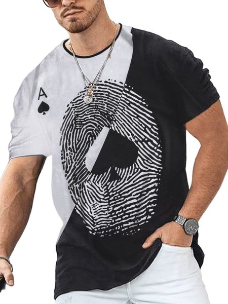 men fingerprint & playing card print tee g0zz#, White;black