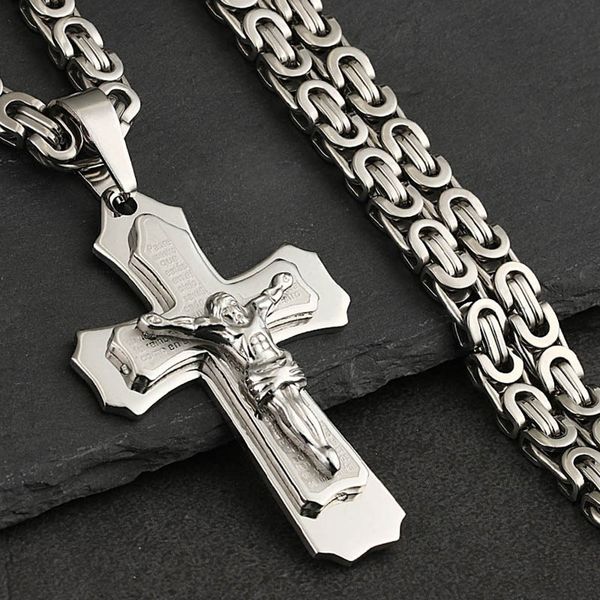 mens jewellery vintage bible jesus cross stainless steel pendants necklaces byzantine long chain necklace for men collar hombre, Silver
mens jewellery vintage bible jesus cross stainless steel pendants necklaces byzantine long chain necklace for men collar hombre, Silver