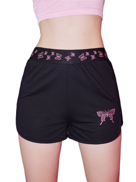 romwe butterfly embroidery shorts m1gb#, White;black 
romwe butterfly embroidery shorts m1gb#, White;black