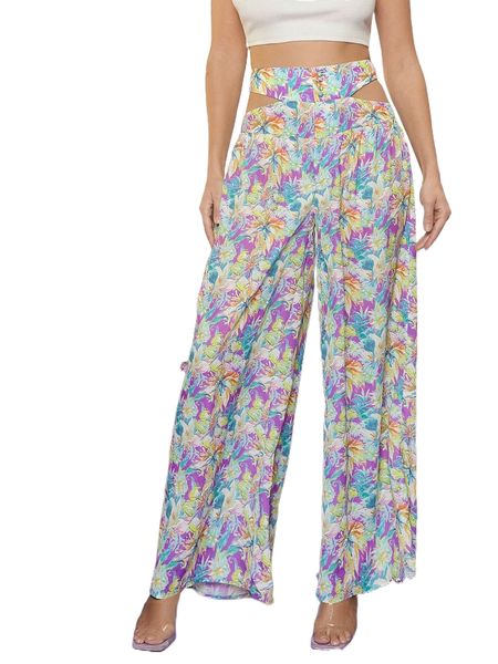 floral print cut out pants a5rt#, Black;white
floral print cut out pants a5rt#, Black;white