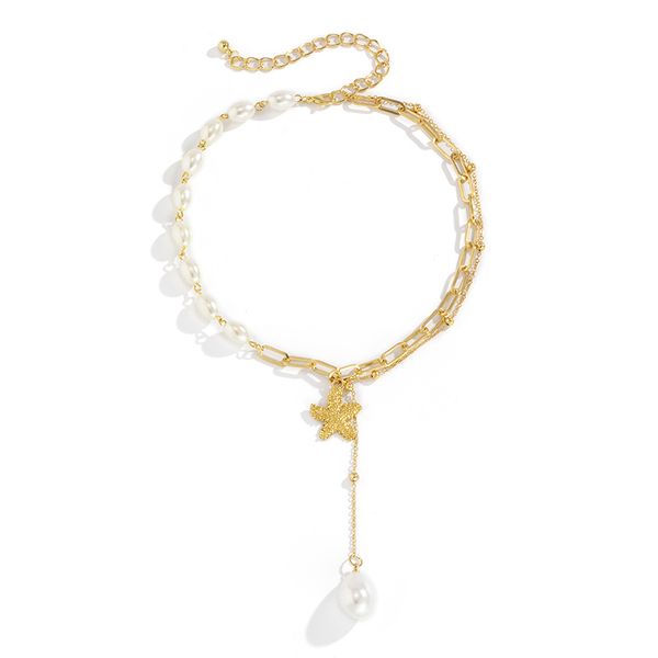 baroque style pearl pendant necklaces mix-and-match bead chain necklace personality metal starfish alloy elegant trendy collar short choker, Silver
baroque style pearl pendant necklaces mix-and-match bead chain necklace personality metal starfish alloy elegant trendy collar short choker, Silver