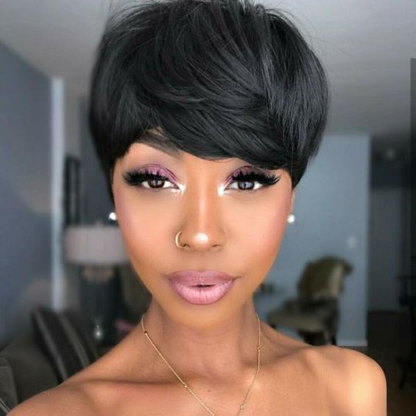 short human hair wigs pixie cut straight remy brazilian hair for black women full machine made colored glueless wig, Black;brown
short human hair wigs pixie cut straight remy brazilian hair for black women full machine made colored glueless wig, Black;brown