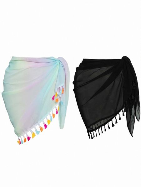 2pack tassel tie side cover up o2ih#, White;black 
2pack tassel tie side cover up o2ih#, White;black
