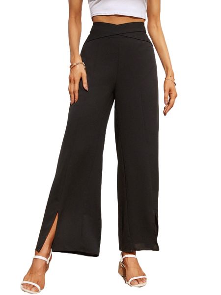 criss cross split hem pants s427#, Black;white
criss cross split hem pants s427#, Black;white