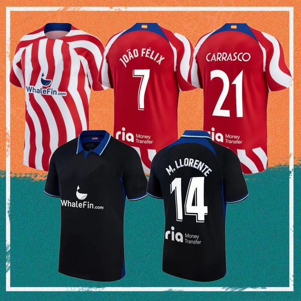 22/23 griezmann saul soccer jersey 2022 koke joao morata carrasco felix atletico madrids maillots de foot shirt correa cunha felipe m.lloren, Black;yellow
22/23 griezmann saul soccer jersey 2022 koke joao morata carrasco felix atletico madrids maillots de foot shirt correa cunha felipe m.lloren, Black;yellow