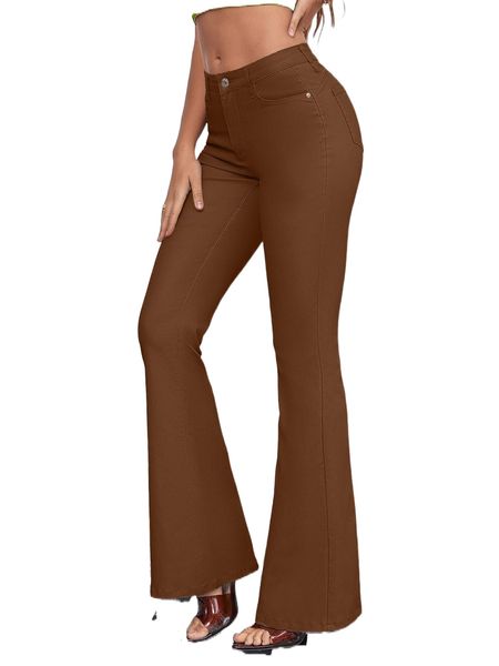tall zipper fly flare leg jeans i44x#, Blue