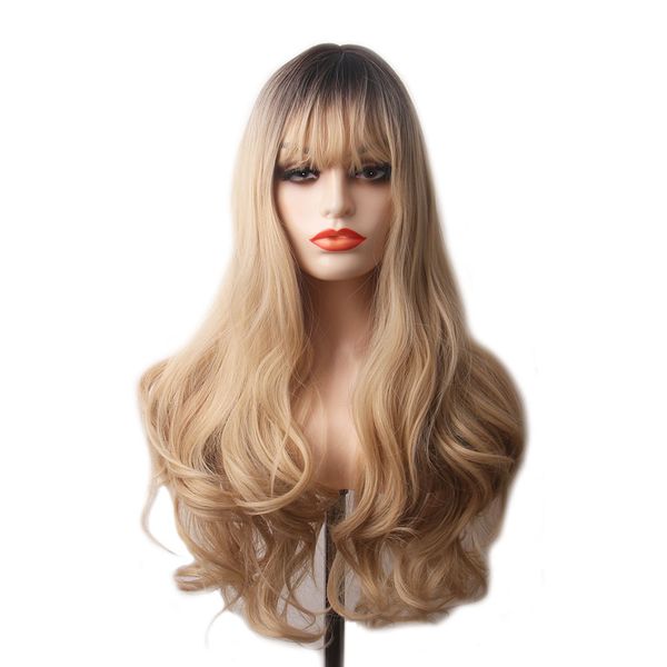 synthetic hair woodfestival blonde wig with neat bangs long wave ombre black wigs women daily wear
synthetic hair woodfestival blonde wig with neat bangs long wave ombre black wigs women daily wear
