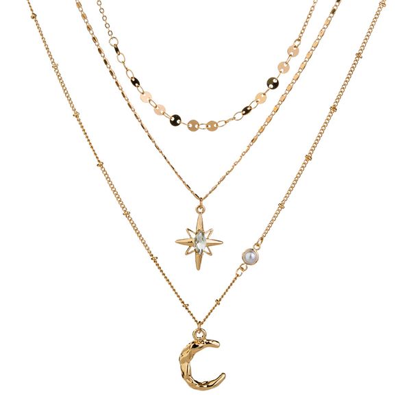 fashion designers european and american cross border accessories simple all-match tianmang star moon necklace trend tassel piece multi-layer, Silver
fashion designers european and american cross border accessories simple all-match tianmang star moon necklace trend tassel piece multi-layer, Silver