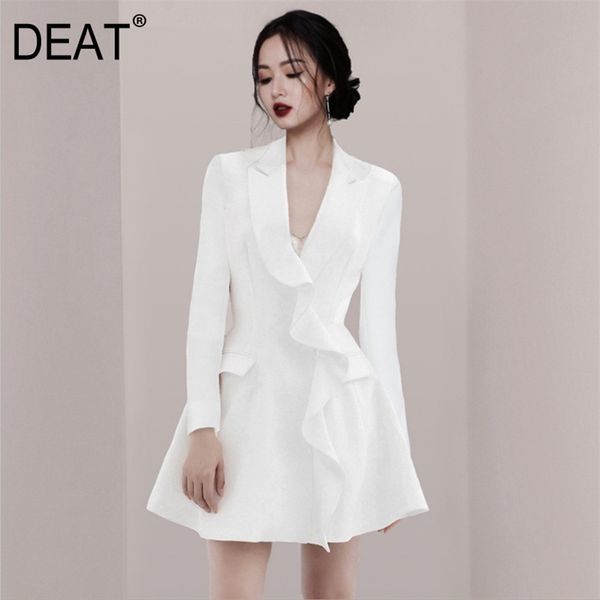 deat 2020 new women s blazer design ruffle slim fit temperament full sleeve notched office lady new clothes lj201021, White;black
deat 2020 new women s blazer design ruffle slim fit temperament full sleeve notched office lady new clothes lj201021, White;black