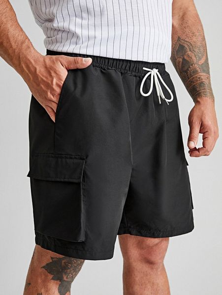extended sizes men drawstring waist flap pocket shorts g2uf#, White;black
extended sizes men drawstring waist flap pocket shorts g2uf#, White;black