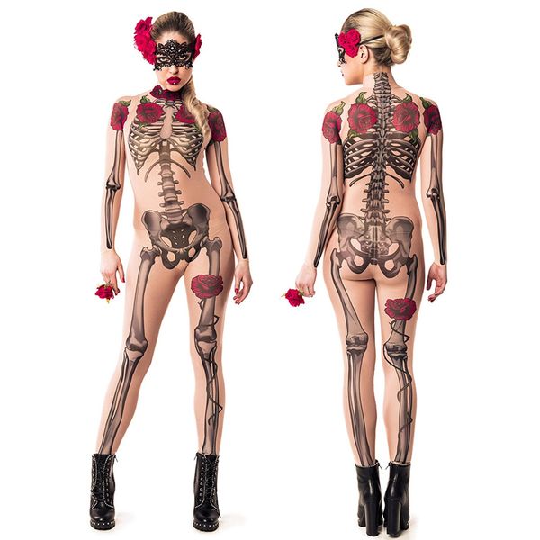women's jumpsuits & rompers european and american horror skeleton rose skeleton jumpsuit, Black;white
women's jumpsuits & rompers european and american horror skeleton rose skeleton jumpsuit, Black;white