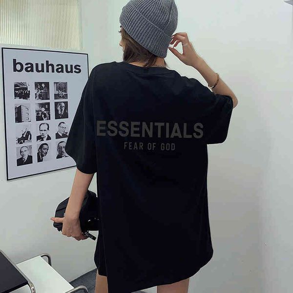 men's fashion personality trend new short-sleeved brand wholesale fear of multi thread essentials letters high street loose and women&#, White;black
men's fashion personality trend new short-sleeved brand wholesale fear of multi thread essentials letters high street loose and women&#, White;black