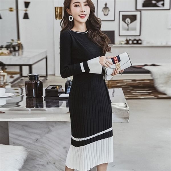 2020 new autumn winter fashion knitted sweater dress women slim elastic long sleeve lady bodycon long dresses vestidos robe lj201124, Black;gray
2020 new autumn winter fashion knitted sweater dress women slim elastic long sleeve lady bodycon long dresses vestidos robe lj201124, Black;gray