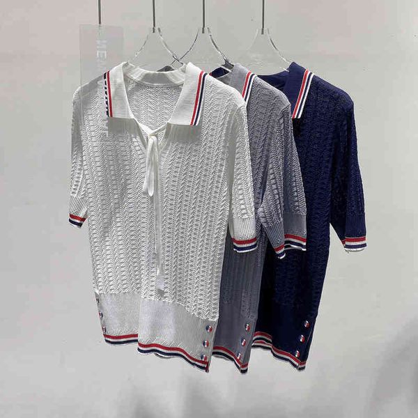 women's knits tees summer bandage short sleeved women's fashion polo collar thin band tb pullover sweater hqfy, White
women's knits tees summer bandage short sleeved women's fashion polo collar thin band tb pullover sweater hqfy, White