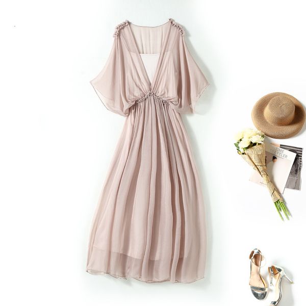casual dresses v-neck two-piece set of silk chiffon elegant fairy mid length skirt mulberry bat sleeve temperament summer women's dress, Black;gray
casual dresses v-neck two-piece set of silk chiffon elegant fairy mid length skirt mulberry bat sleeve temperament summer women's dress, Black;gray