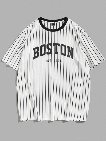 men striped & letter graphic tee j2nh#, White;black
men striped & letter graphic tee j2nh#, White;black