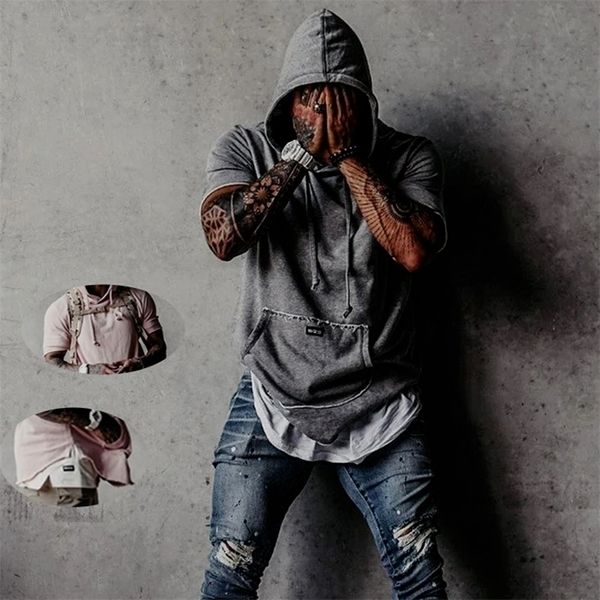 hooded running shirt gym men sport t shirt short sleeve bodybuilding tshirts mens clothing summer loose casual tees 220607, White;black
hooded running shirt gym men sport t shirt short sleeve bodybuilding tshirts mens clothing summer loose casual tees 220607, White;black