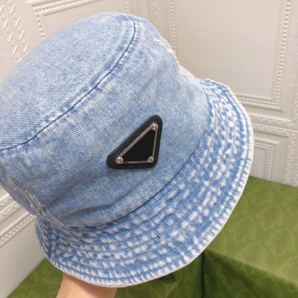 bucket hat summer wide brim hats denim material metal triangle logo luxury designer, Blue;gray
bucket hat summer wide brim hats denim material metal triangle logo luxury designer, Blue;gray