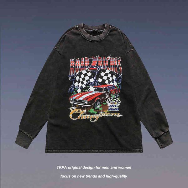 tkpa dark print long sleeve high street washing loose old fashion brand street sweater men's, Black
tkpa dark print long sleeve high street washing loose old fashion brand street sweater men's, Black