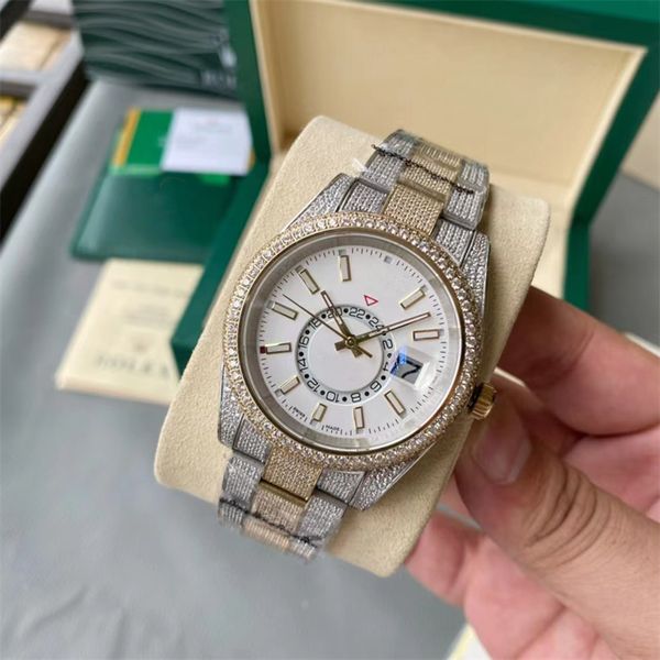montre de luxe 42mm luxury diamond watches men watches mechanical movement sapphire glass fine steel case strap 50m, Slivery;brown
montre de luxe 42mm luxury diamond watches men watches mechanical movement sapphire glass fine steel case strap 50m, Slivery;brown