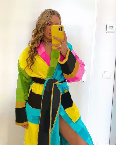 luxury designer fashion women's home bathrobe italian men's pajamas cotton swimsuit pajamas rainbow robe with belt pajamas, White;black
luxury designer fashion women's home bathrobe italian men's pajamas cotton swimsuit pajamas rainbow robe with belt pajamas, White;black