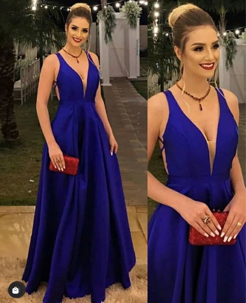 blue satin a line long prom dresses v neck criss cross straps back floor length evening gowns women party formal, Black
blue satin a line long prom dresses v neck criss cross straps back floor length evening gowns women party formal, Black